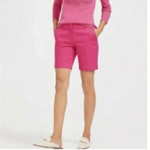 J. McLaughlin Bright Pink Twill Mid-Rise Bermuda Chino-Style Shorts Size 6